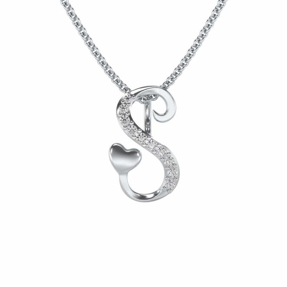 Lovely S Silver Pendant - White Gold - Image 1