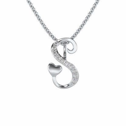 Lovely S Silver Pendant - White Gold - Image 1