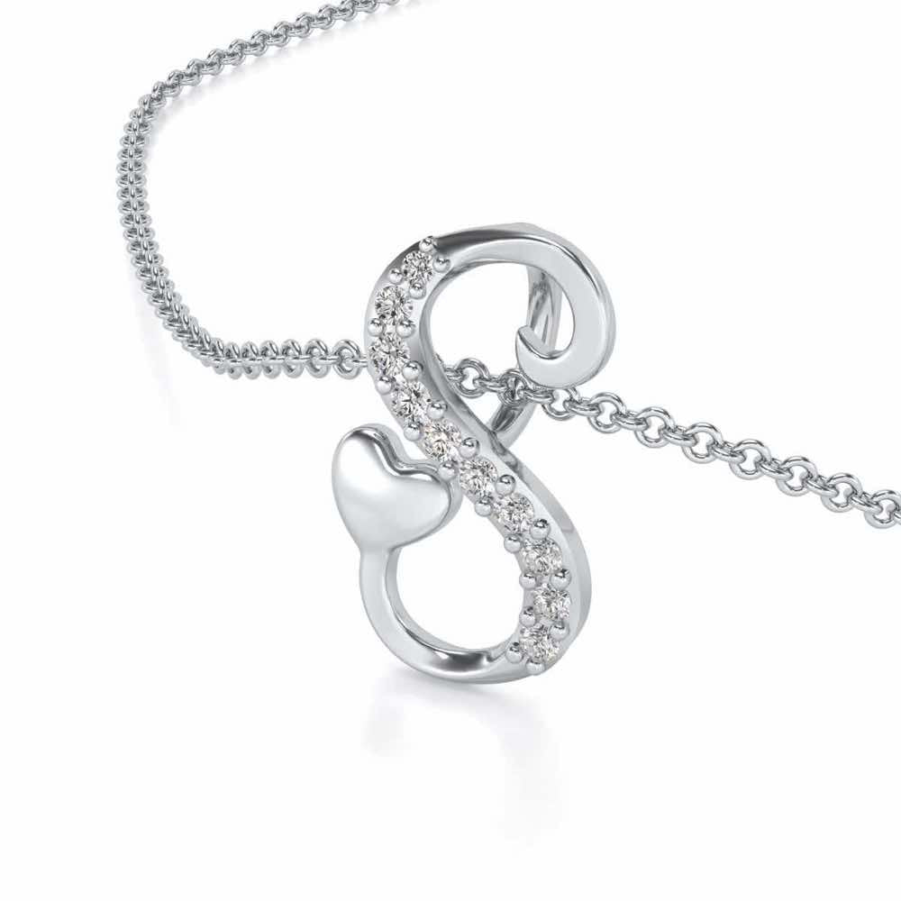 Lovely S Silver Pendant - White Gold - Image 2