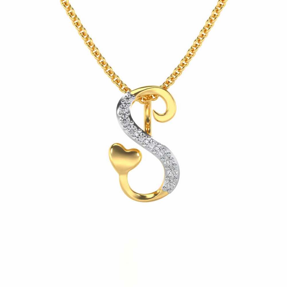 Lovely S Silver Pendant - Yellow Gold - Image 1