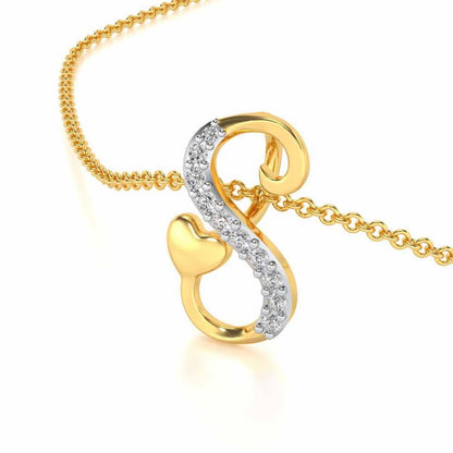 Lovely S Silver Pendant - Yellow Gold - Image 2