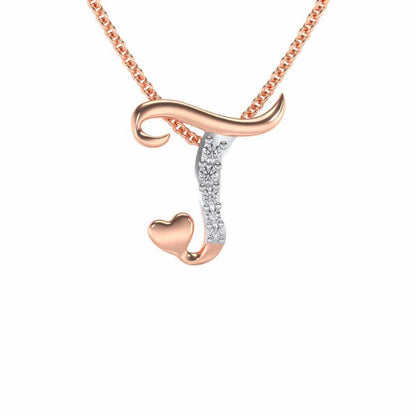 Lovely T Silver Pendant - Rose Gold - Image 1