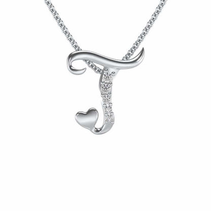 Lovely T Silver Pendant - White Gold - Image 1