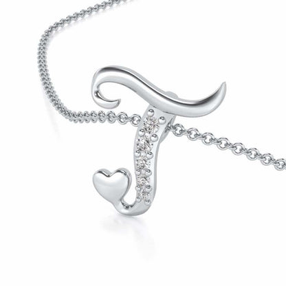 Lovely T Silver Pendant - White Gold - Image 2