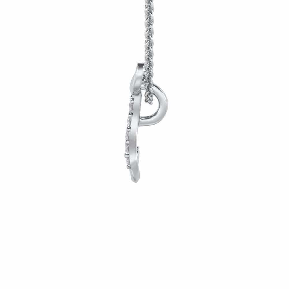 Lovely T Silver Pendant - White Gold - Image 3