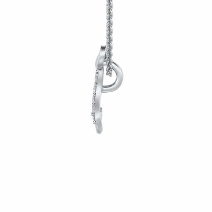 Lovely T Silver Pendant - White Gold - Image 3
