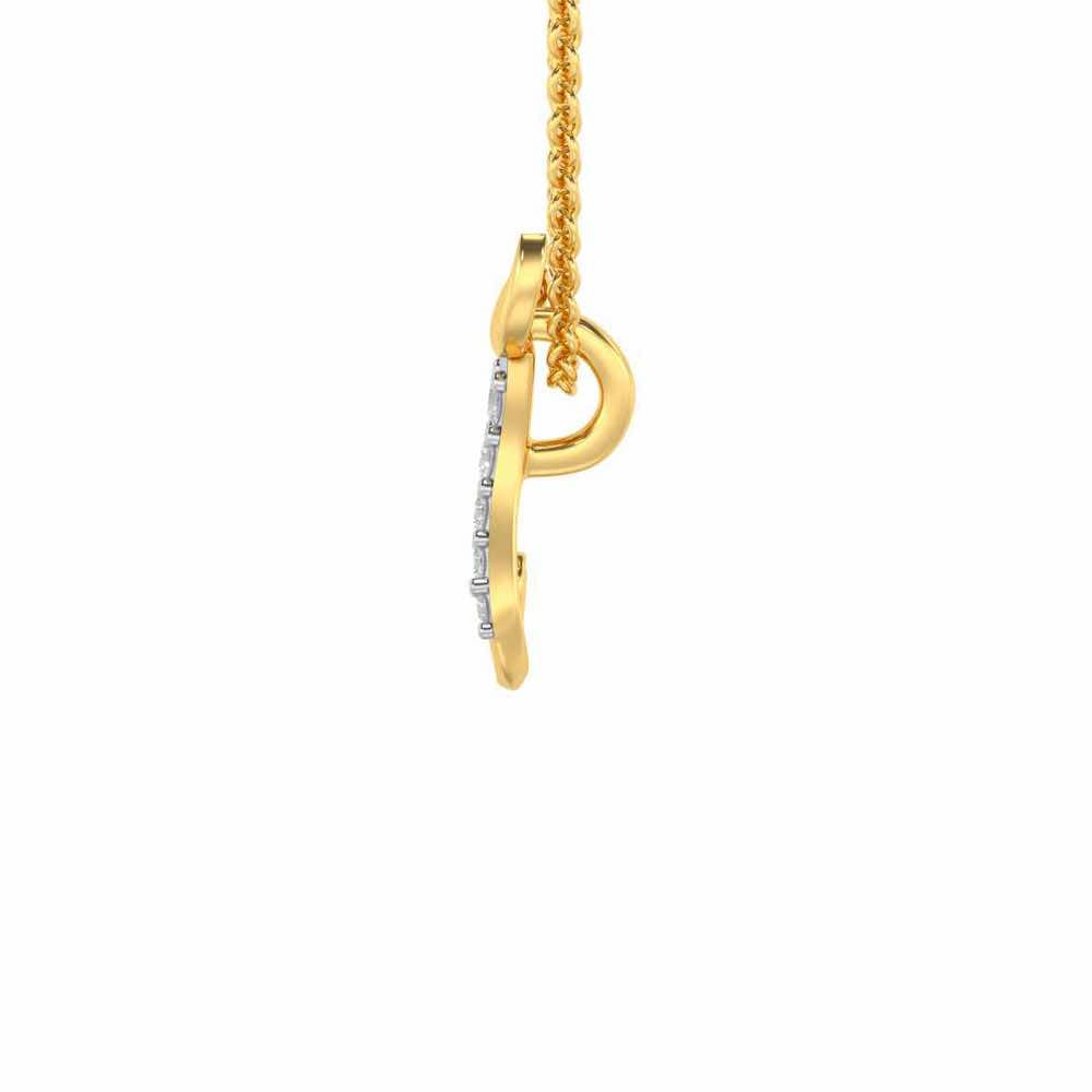 Lovely T Silver Pendant - Yellow Gold - Image 3