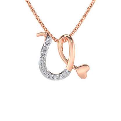 Lovely U Silver Pendant - Rose Gold - Image 1