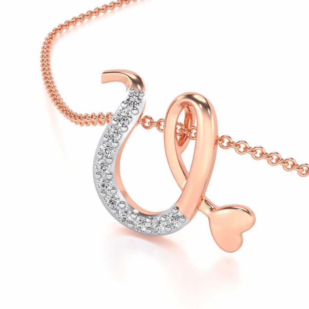 Lovely U Silver Pendant - Rose Gold - Image 2