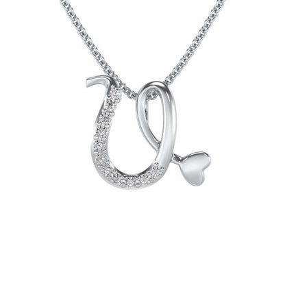 Lovely U Silver Pendant - White Gold - Image 1