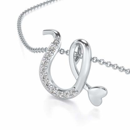 Lovely U Silver Pendant - White Gold - Image 2