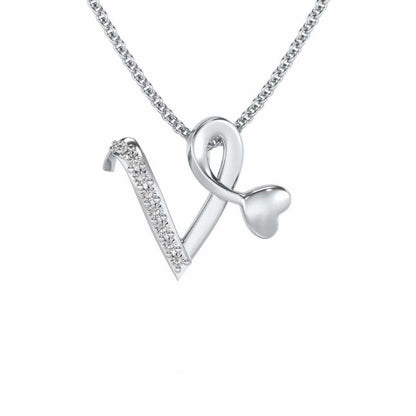 Lovely V Silver Pendant - White Gold - Image 1