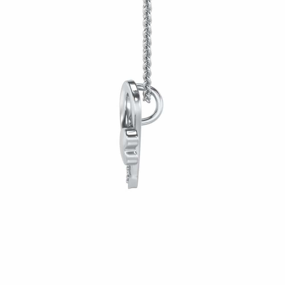 Lovely V Silver Pendant - White Gold - Image 3