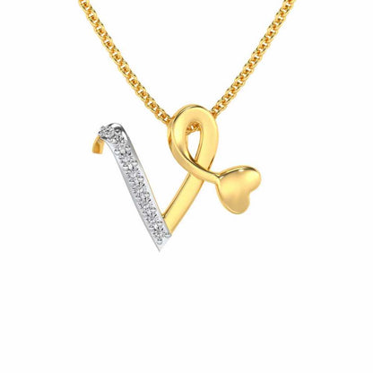 Lovely V Silver Pendant - Yellow Gold - Image 1