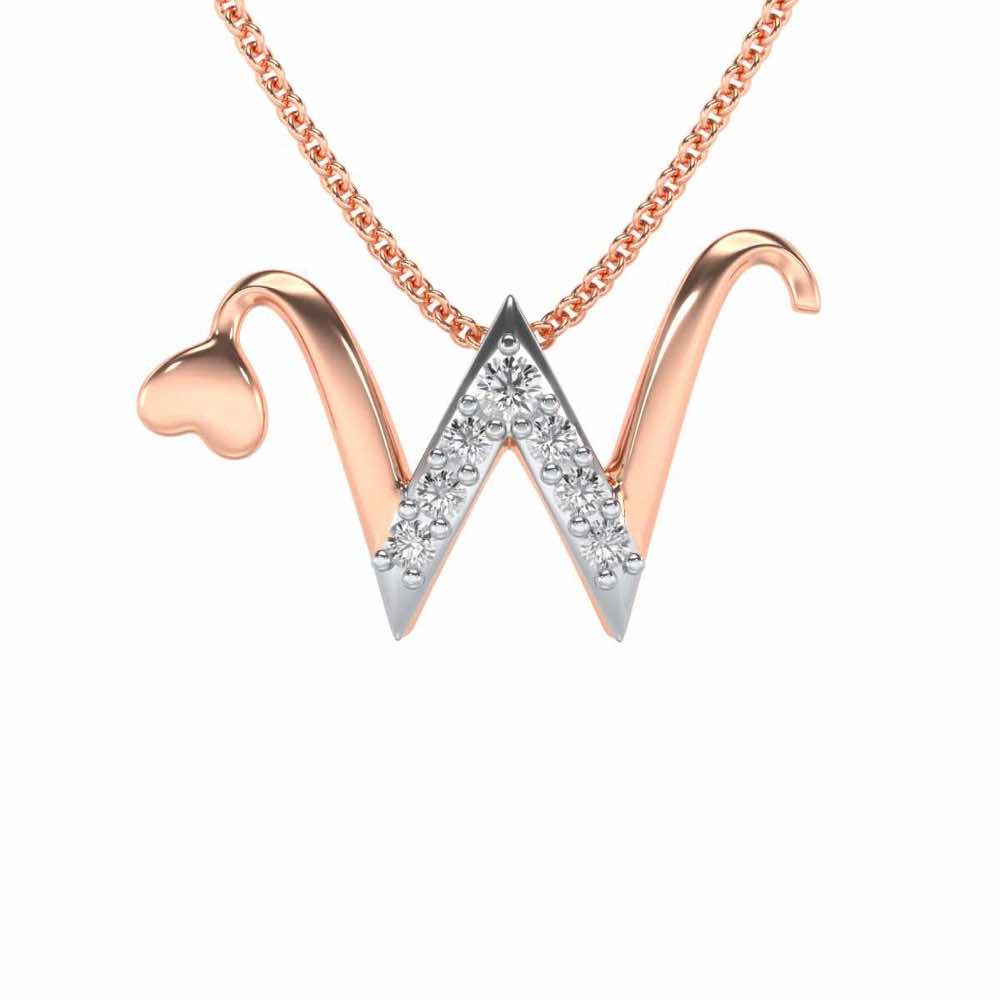 Lovely W Silver Pendant - Rose Gold - Image 1