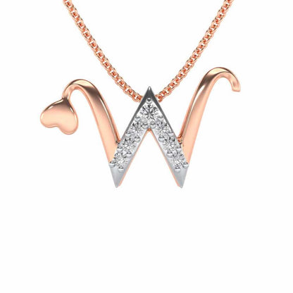Lovely W Silver Pendant - Rose Gold - Image 1