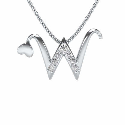 Lovely W Silver Pendant - White Gold - Image 1