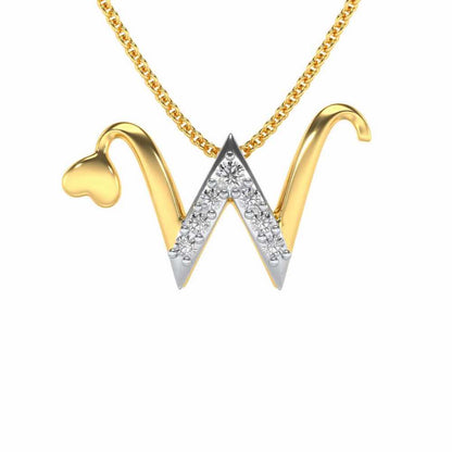 Lovely W Silver Pendant - Yellow Gold - Image 1