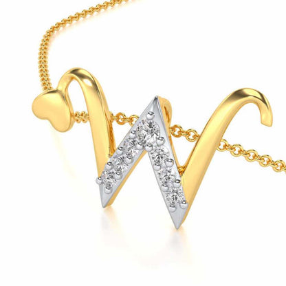 Lovely W Silver Pendant - Yellow Gold - Image 2