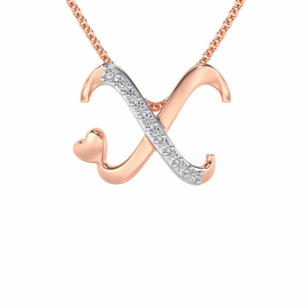 Lovely X Silver Pendant - Rose Gold - Image 1
