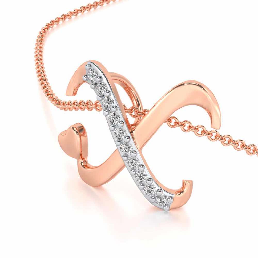 Lovely X Silver Pendant - Rose Gold - Image 2