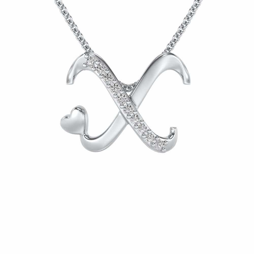 Lovely X Silver Pendant - White Gold - Image 1