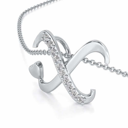 Lovely X Silver Pendant - White Gold - Image 2