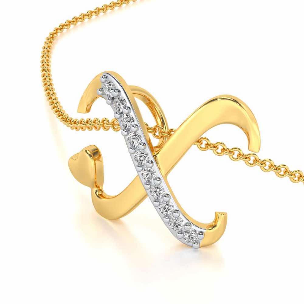 Lovely X Silver Pendant - Yellow Gold - Image 2