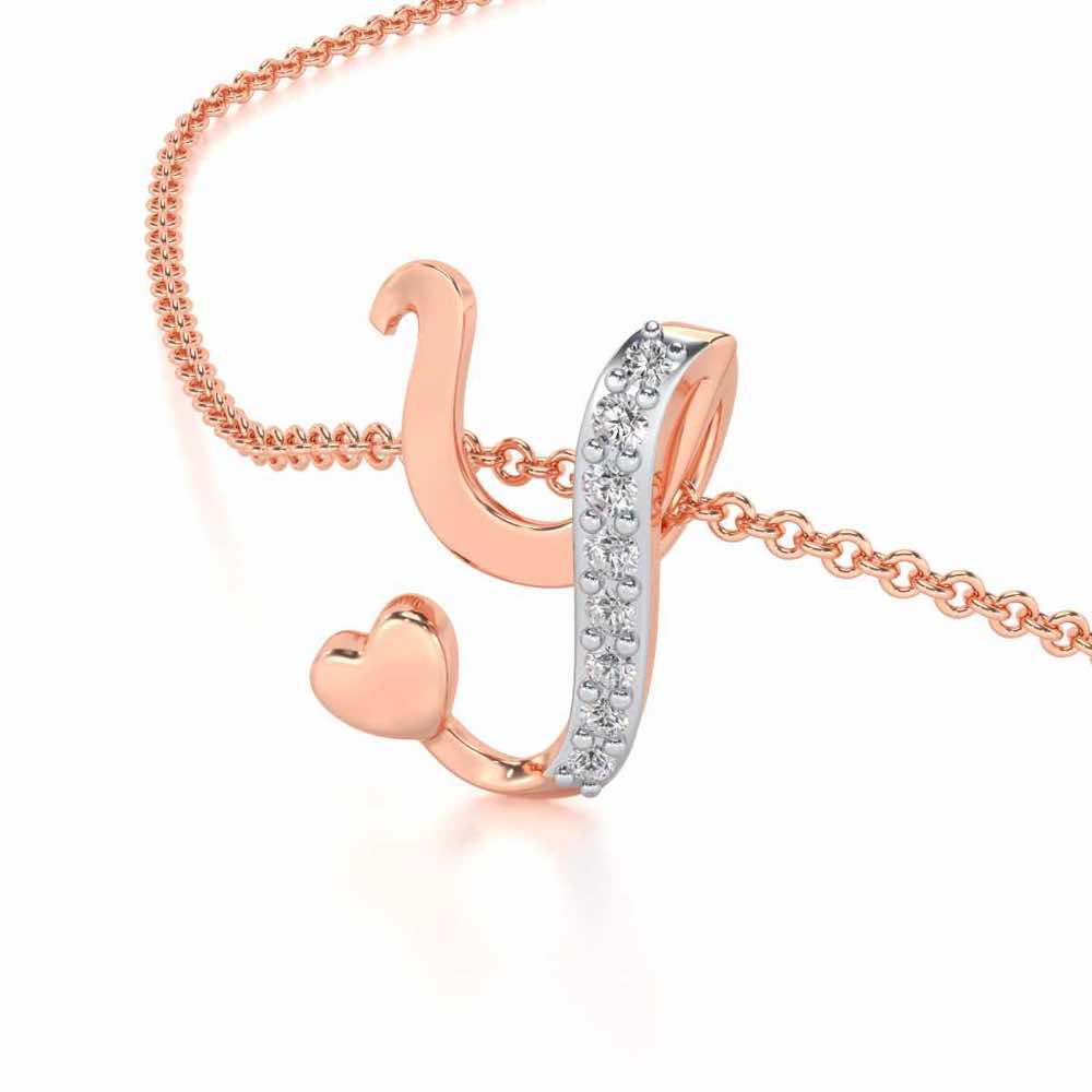 Lovely Y Silver Pendant - Rose Gold - Image 2