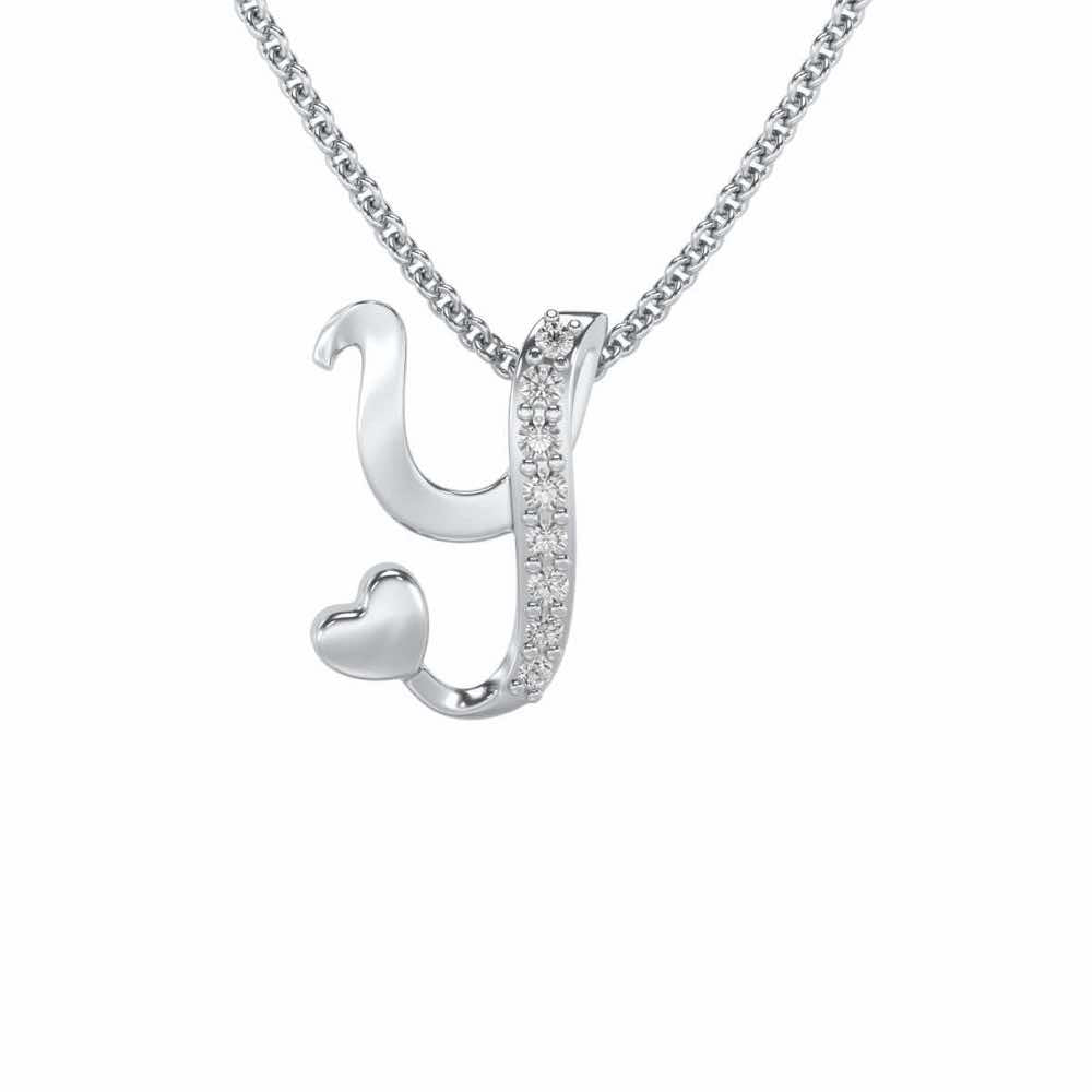 Lovely Y Silver Pendant - White Gold - Image 1
