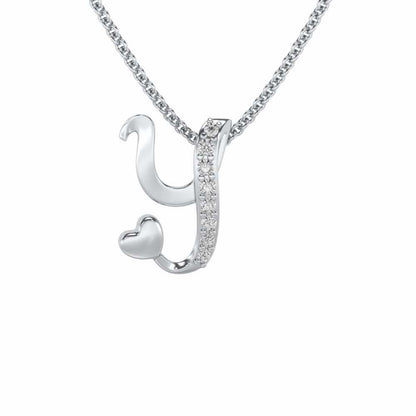 Lovely Y Silver Pendant - White Gold - Image 1