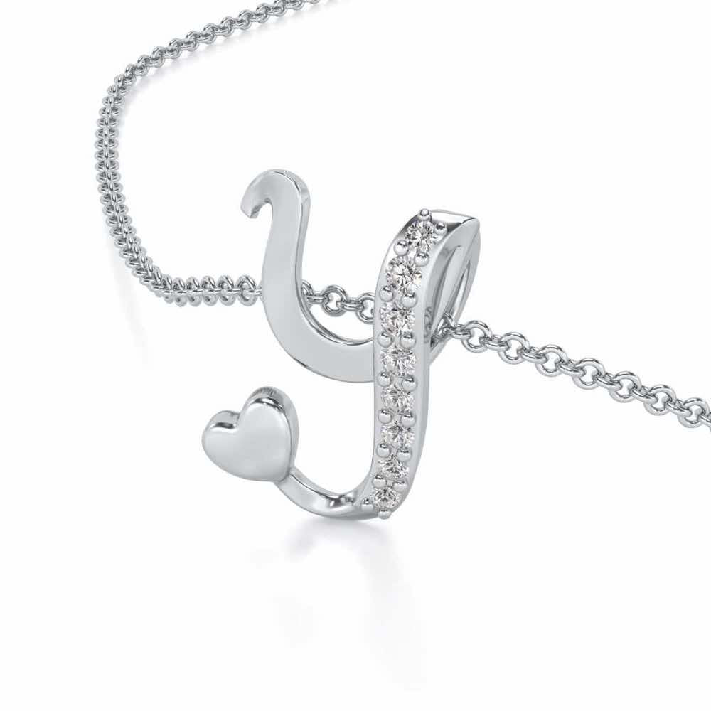 Lovely Y Silver Pendant - White Gold - Image 2