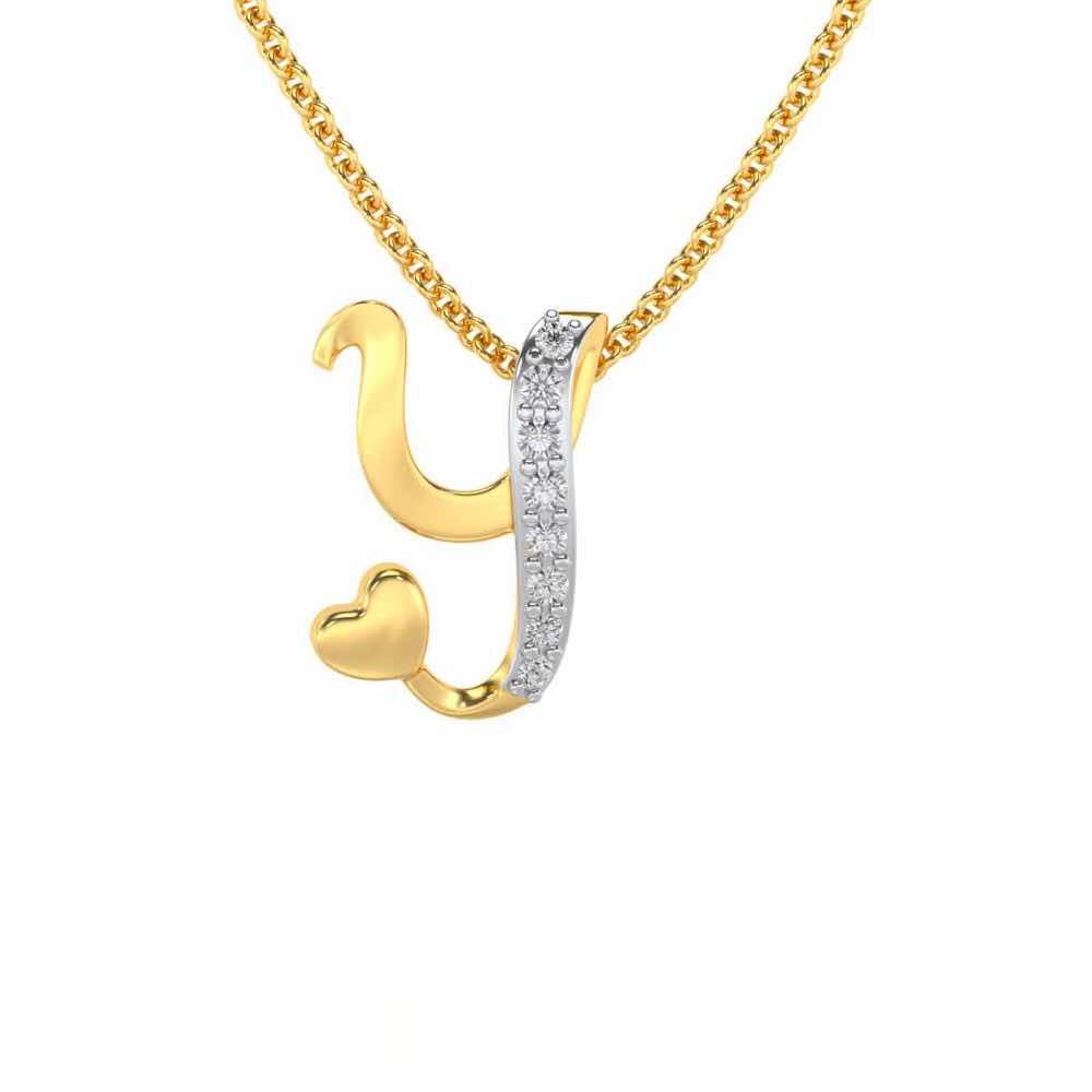 Lovely Y Silver Pendant - Yellow Gold - Image 1
