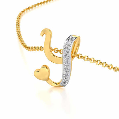 Lovely Y Silver Pendant - Yellow Gold - Image 2