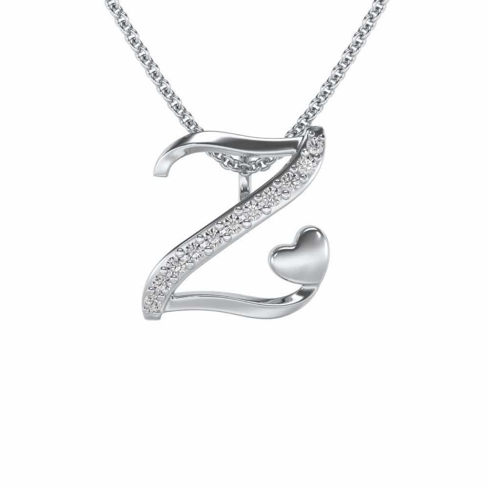 Lovely Z Silver Pendant - White Gold - Image 1