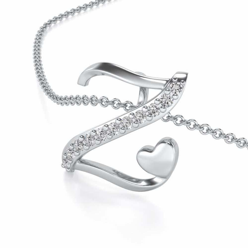 Lovely Z Silver Pendant - White Gold - Image 2