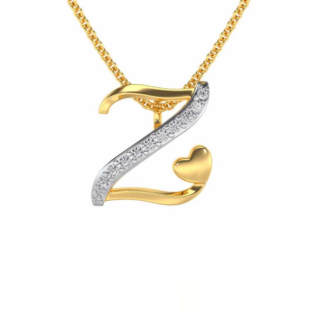 Lovely Z Silver Pendant - Yellow Gold - Image 1