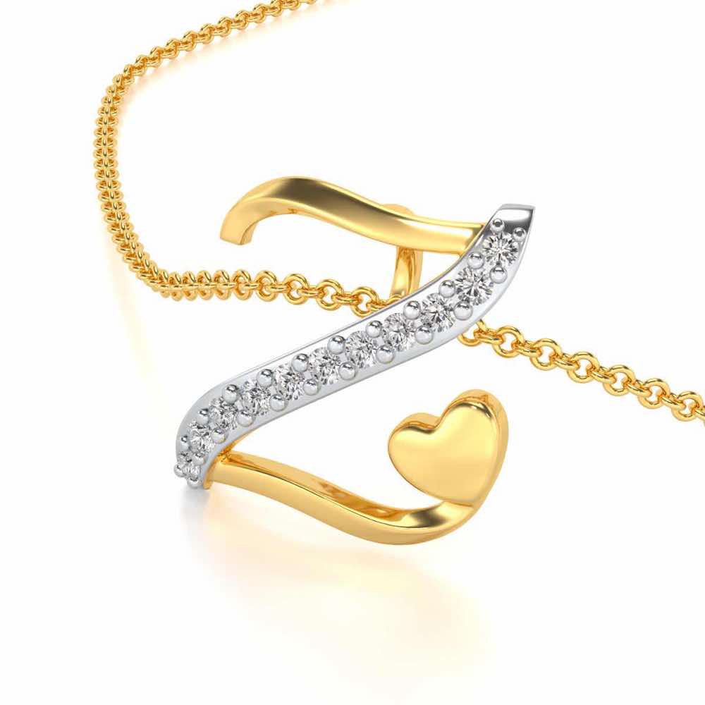 Lovely Z Silver Pendant - Yellow Gold - Image 2