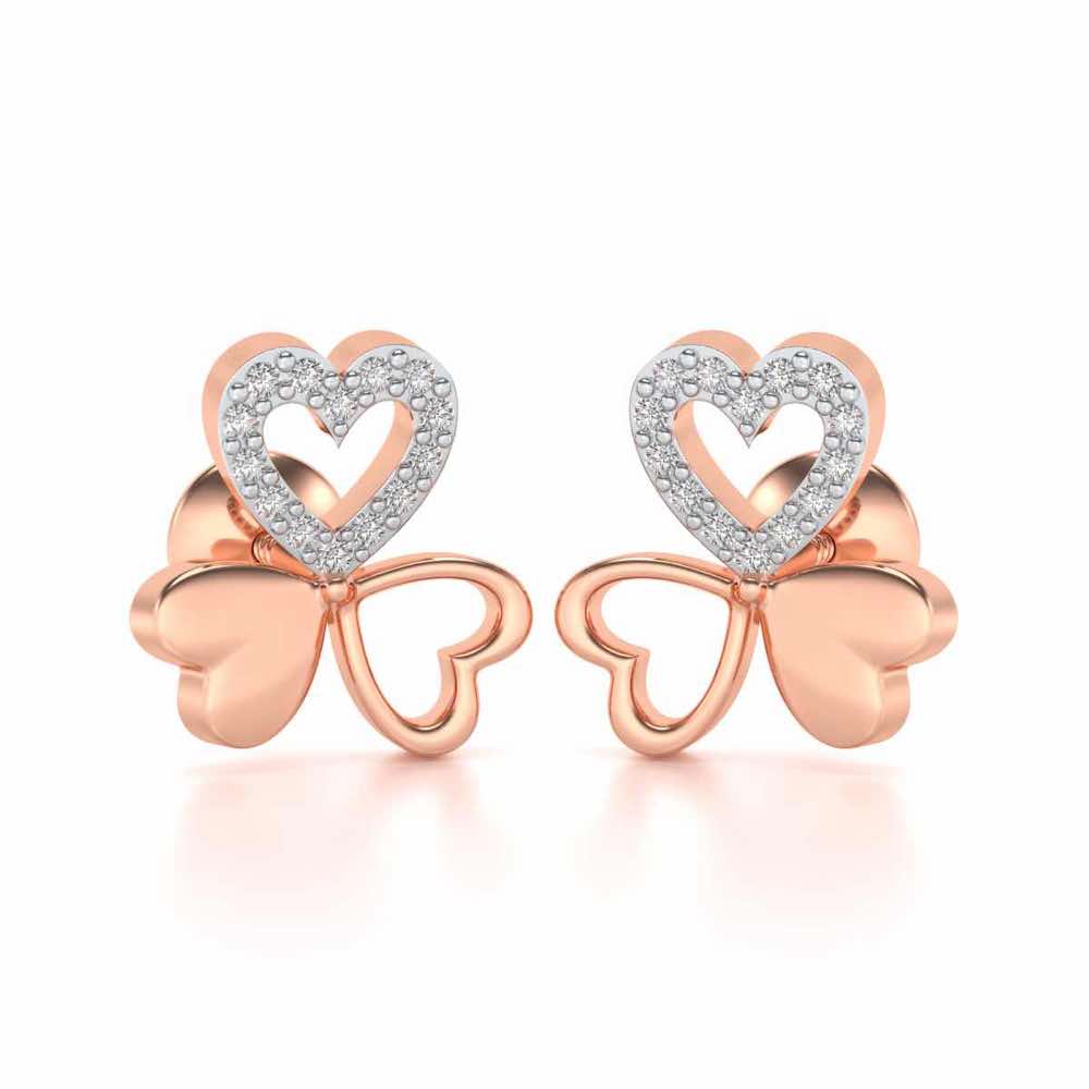Luck By Heart Silver Studs - Rose Gold - Image 1