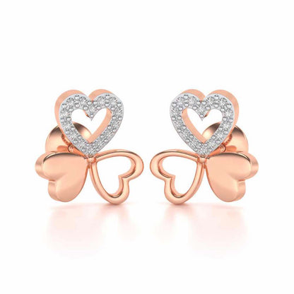 Luck By Heart Silver Studs - Rose Gold - Image 1