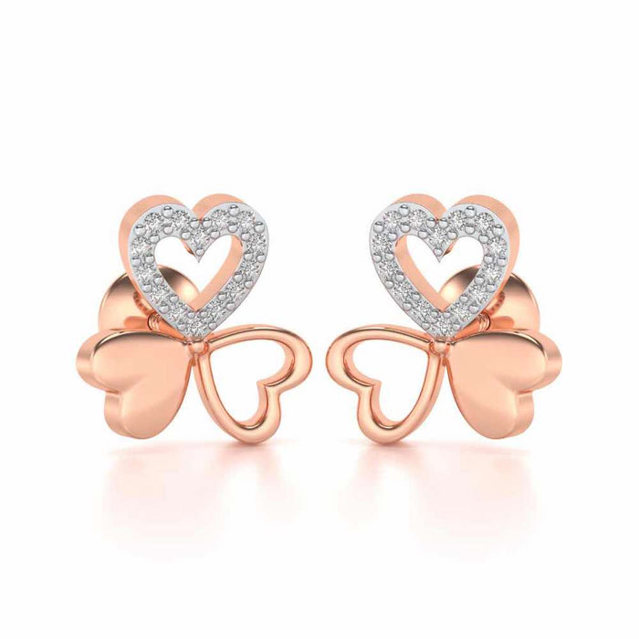 Luck By Heart Silver Studs - Rose Gold - Image 1