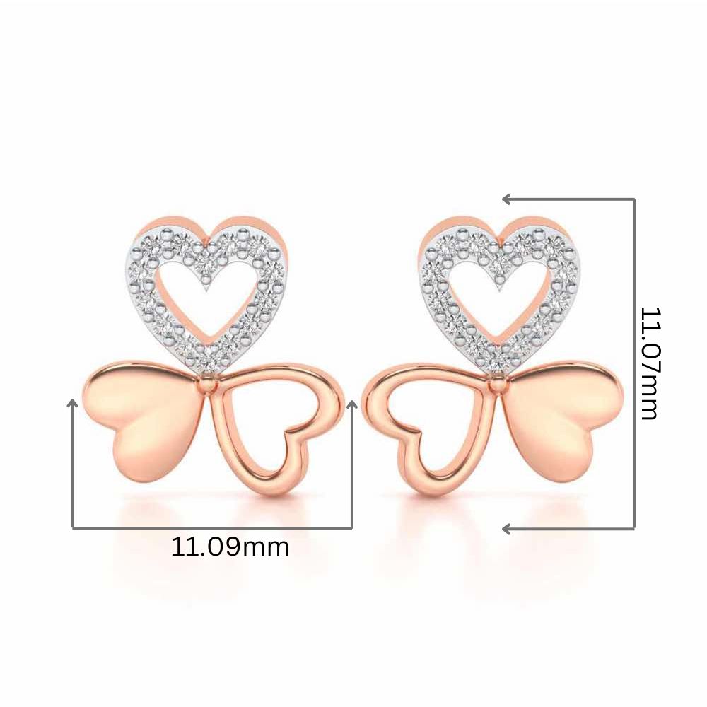 Luck By Heart Silver Studs - Rose Gold - Image 2