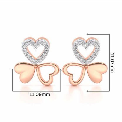 Luck By Heart Silver Studs - Rose Gold - Image 2