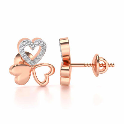 Luck By Heart Silver Studs - Rose Gold - Image 4