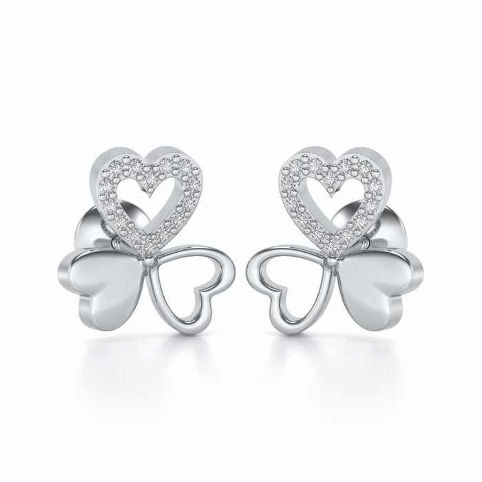 Luck By Heart Silver Studs - White Gold - Image 1