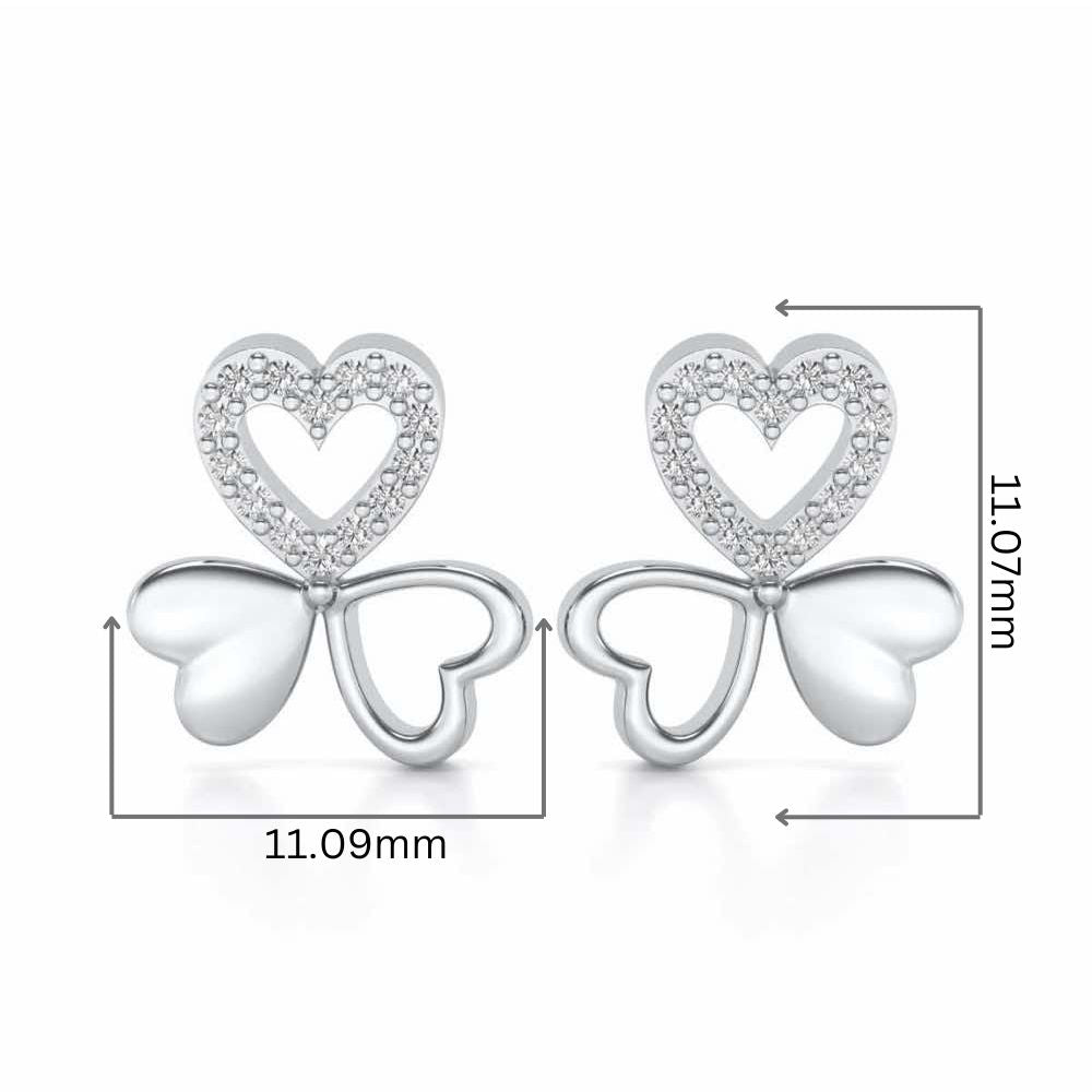 Luck By Heart Silver Studs - White Gold - Image 2