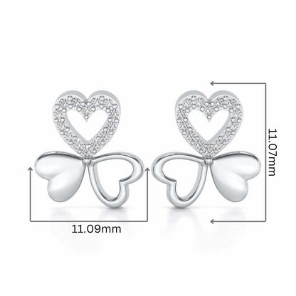Luck By Heart Silver Studs - White Gold - Image 2