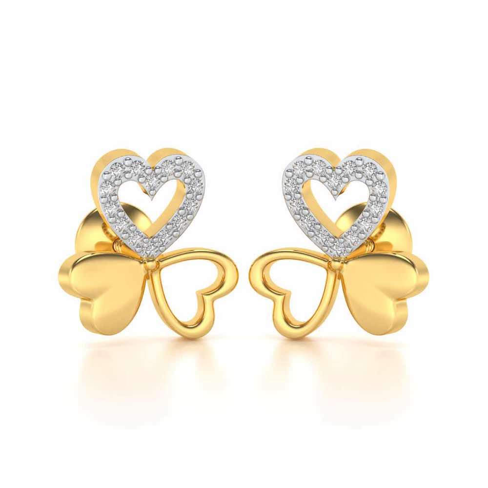 Luck By Heart Silver Studs - Yellow Gold - Image 1