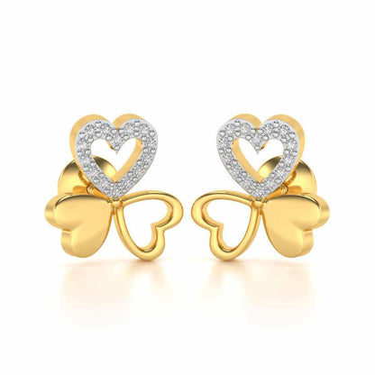 Luck By Heart Silver Studs - Yellow Gold - Image 1