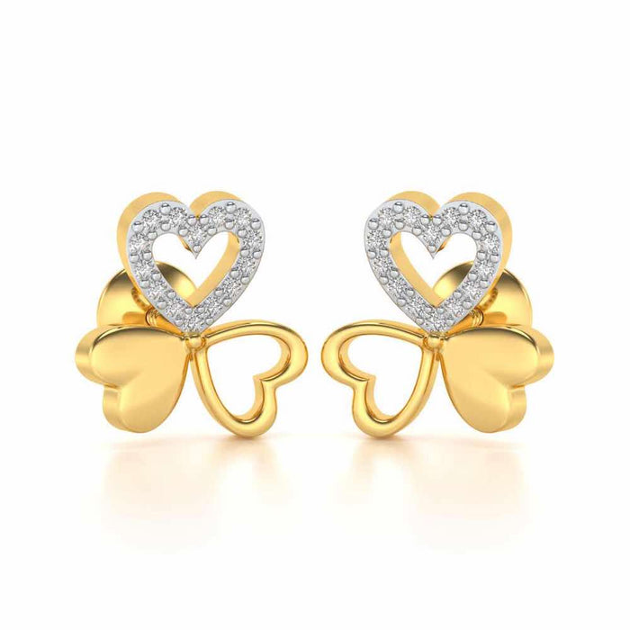 Luck By Heart Silver Studs - Yellow Gold - Image 1